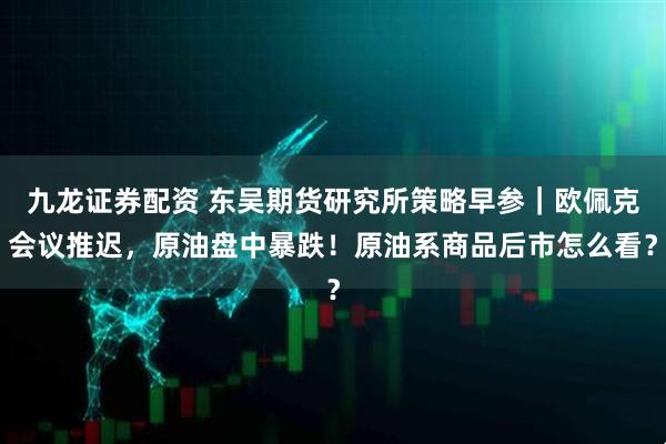 九龙证券配资 东吴期货研究所策略早参｜欧佩克会议推迟，原油盘中暴跌！原油系商品后市怎么看？