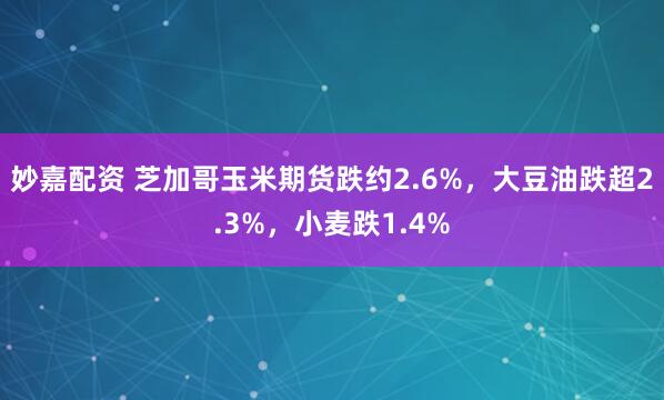 妙嘉配资 芝加哥玉米期货跌约2.6%，大豆油跌超2.3%，小麦跌1.4%