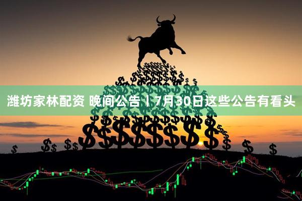 潍坊家林配资 晚间公告丨7月30日这些公告有看头